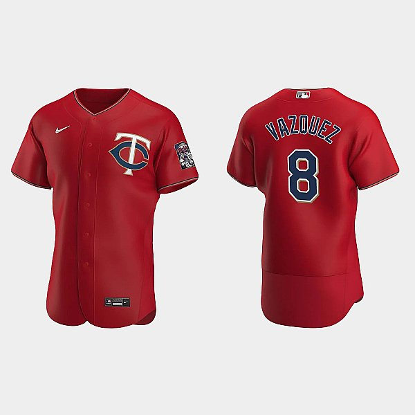 Mens Minnesota Twins #8 Christian Vazquez Nike 2020 Red Alternate FlexBase Jersey