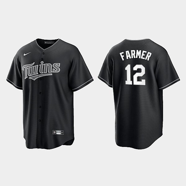 Mens Minnesota Twins #12 Kyle Farmer Nike Black Collection Jersey