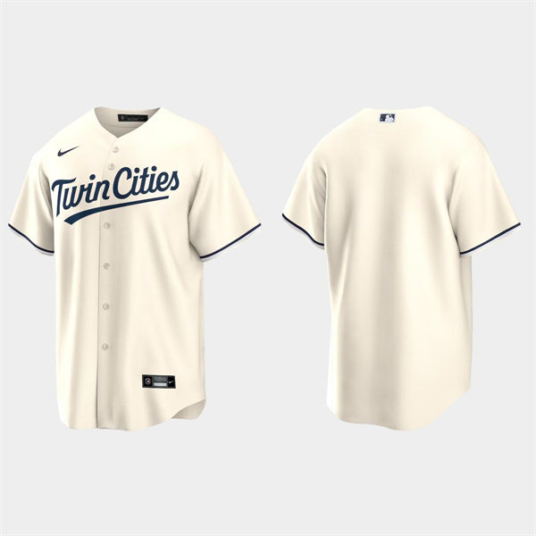 Mens Minnesota Twins Blank Nike 2023 Cream Alternate Replic Jersey