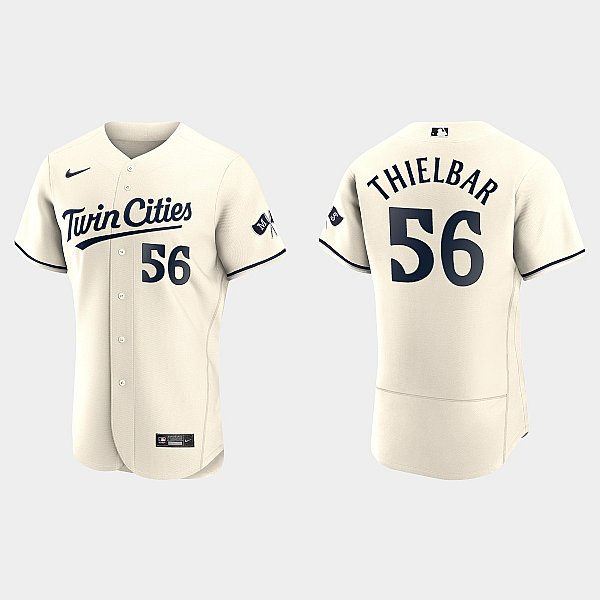 Mens Minnesota Twins #56 Caleb Thielbar Nike 2023 Cream Alternate Authentic Player Jersey