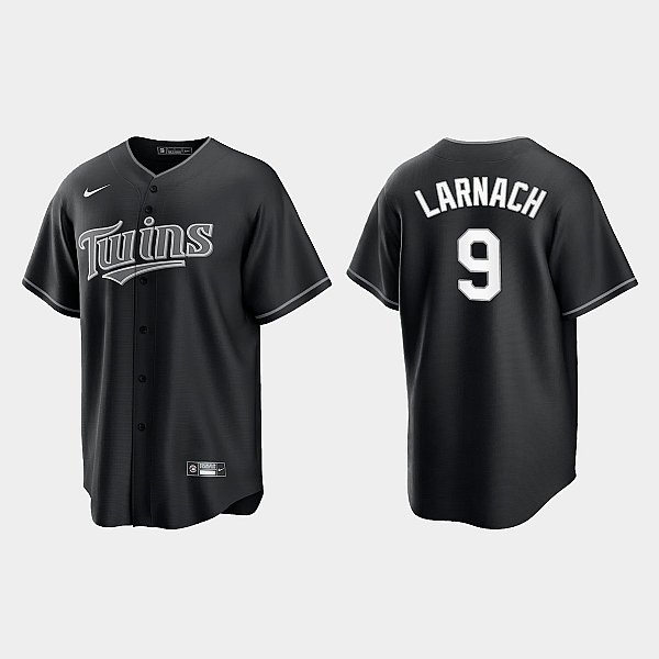 Mens Minnesota Twins #9 Trevor Larnach Nike Black Collection Jersey