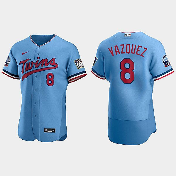 Mens Minnesota Twins #8 Christian Vazquez Nike 2020 Powder Blue Alternate FlexBase Jersey