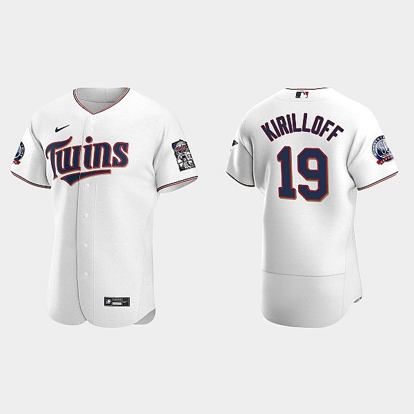 Mens Minnesota Twins #19 Alex Kirilloff Nike 2020 White FlexBase Jersey