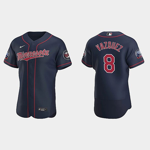 Mens Minnesota Twins #8 Christian Vazquez Nike 2020 Navy Alternate FlexBase Jersey