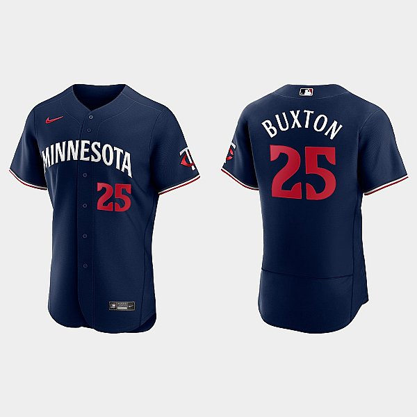 Mens Minnesota Twins #25 Byron Buxton Nike 2023 Navy Alternate Authentic Player Jersey
