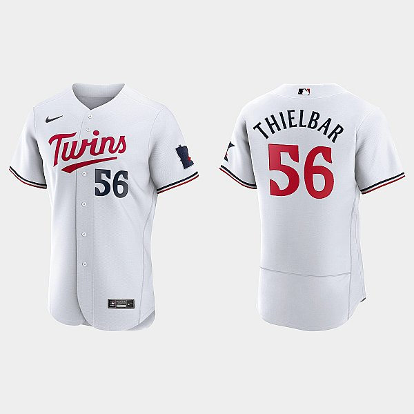 Mens Minnesota Twins #56 Caleb Thielbar Nike 2023 Home White Authentic Player Jersey