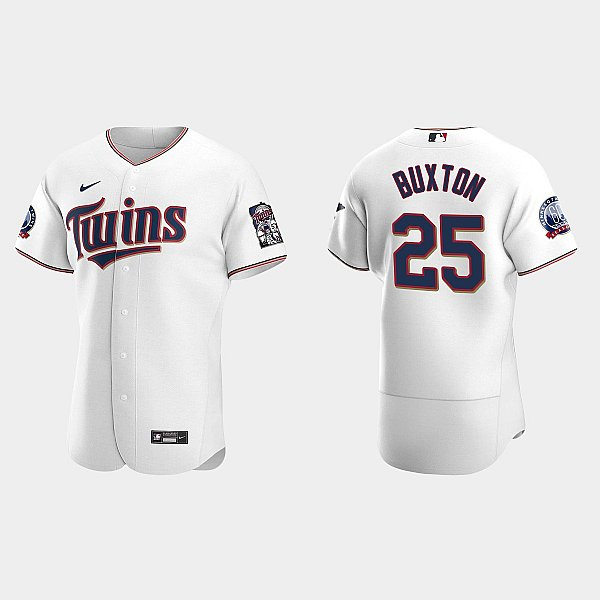 Mens Minnesota Twins #25 Byron Buxton Nike 2020 White FlexBase Jersey