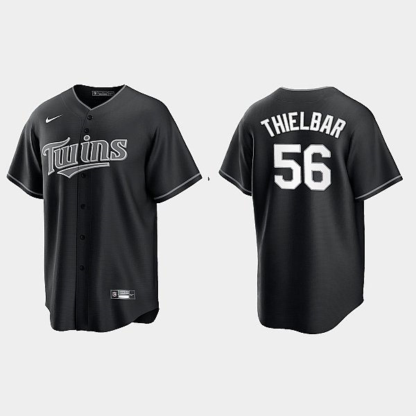 Mens Minnesota Twins #56 Caleb Thielbar Nike Black Collection Jersey