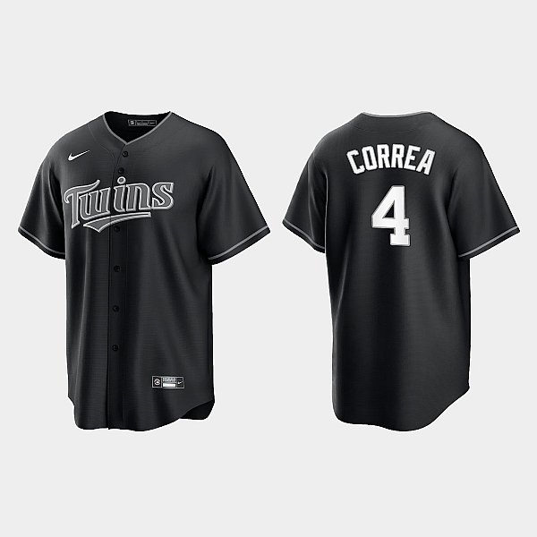Mens Minnesota Twins #4 Carlos Correa Nike Black Collection Jersey