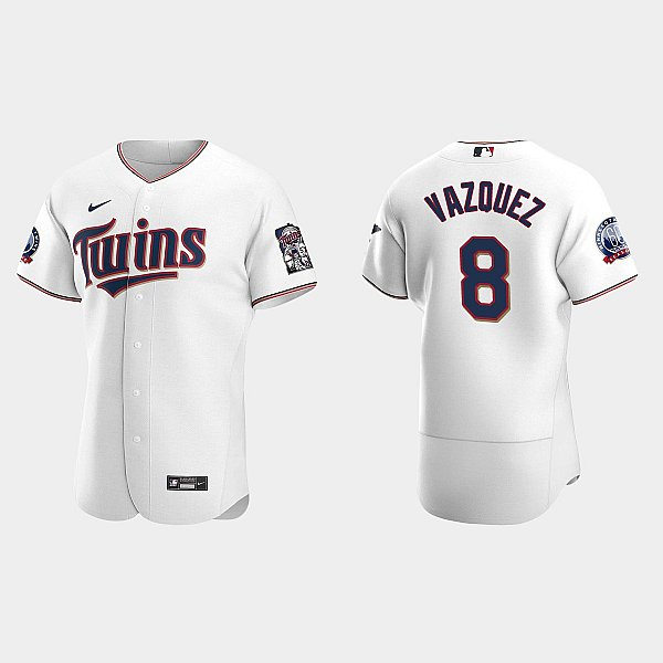Mens Minnesota Twins #8 Christian Vazquez Nike 2020 White FlexBase Jersey