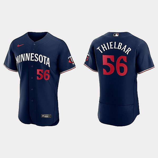 Mens Minnesota Twins #56 Caleb Thielbar Nike 2023 Navy Alternate Authentic Player Jersey