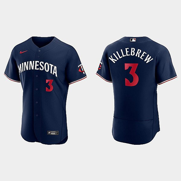 Men's Minnesota Twins Retired Player #3 Harmon Killebrew  Nike 2023 Navy Alternate Authentic Jersey