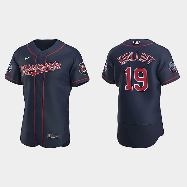Mens Minnesota Twins #19 Alex Kirilloff Nike 2020 Navy Alternate FlexBase Jersey