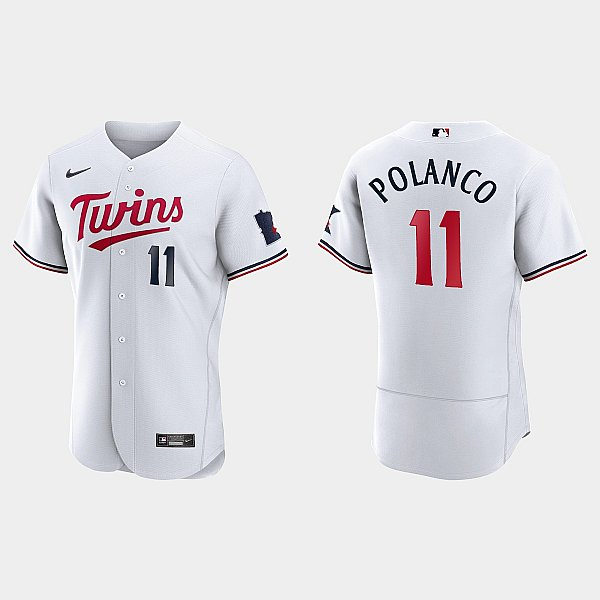 Mens Minnesota Twins #11 Jorge Polanco Nike 2023 Home White Authentic Player Jersey