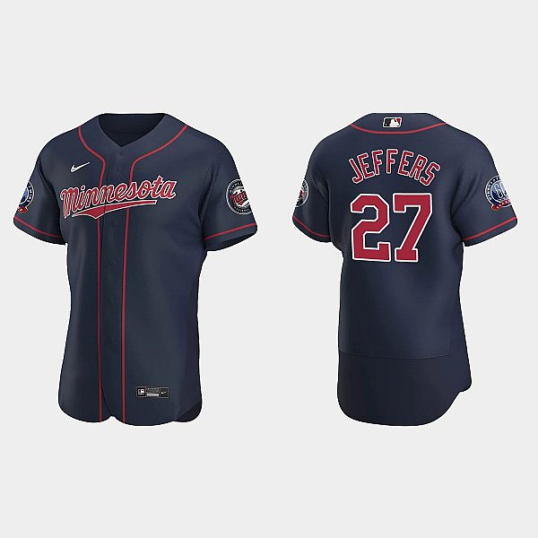 Mens Minnesota Twins #27 Ryan Jeffers Nike 2020 Navy Alternate FlexBase Jersey