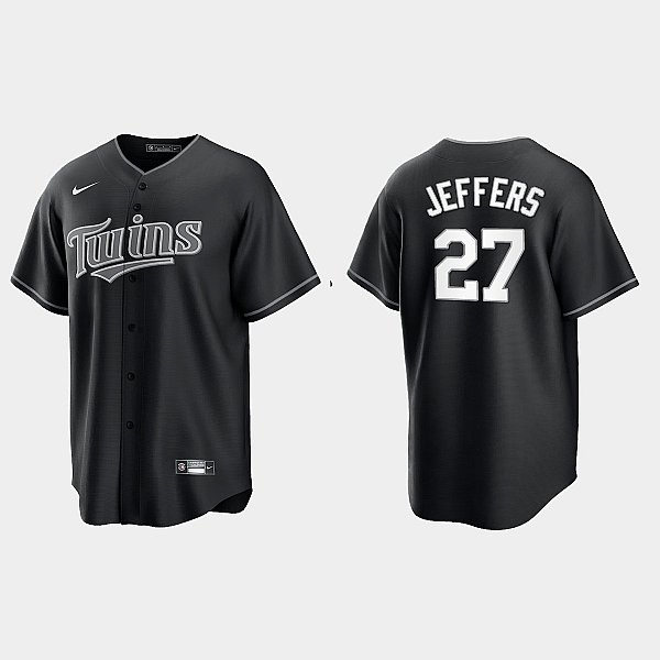 Mens Minnesota Twins #27 Ryan Jeffers Nike Black Collection Jersey