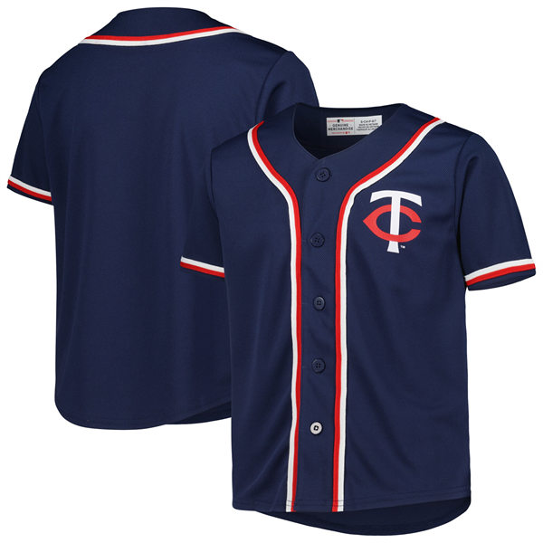 Mens Youth Minnesota Twins Custom Navy  Full-Button Replica Jersey