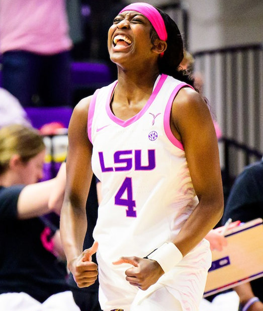 Womens LSU Tigers #4 Flau'jae Johnson 2023 White Pink Mother's day Basketball Jersey