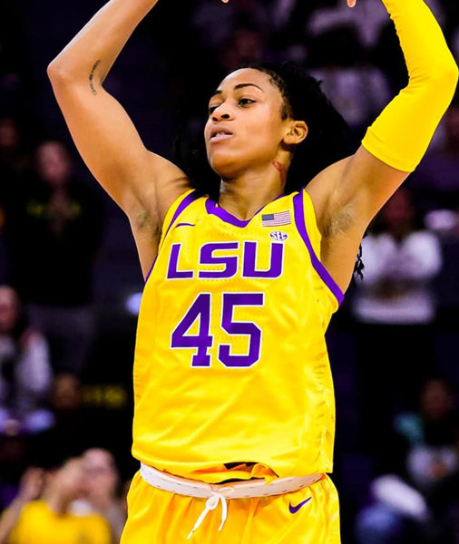 Womens LSU Tigers #45 Alexis Morris Nike 2022-23 Gold basketball Game Jersey