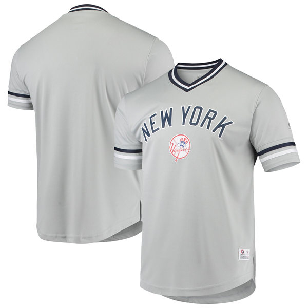 Men's Youth New York Yankees Custom Grey V-Neck Jersey