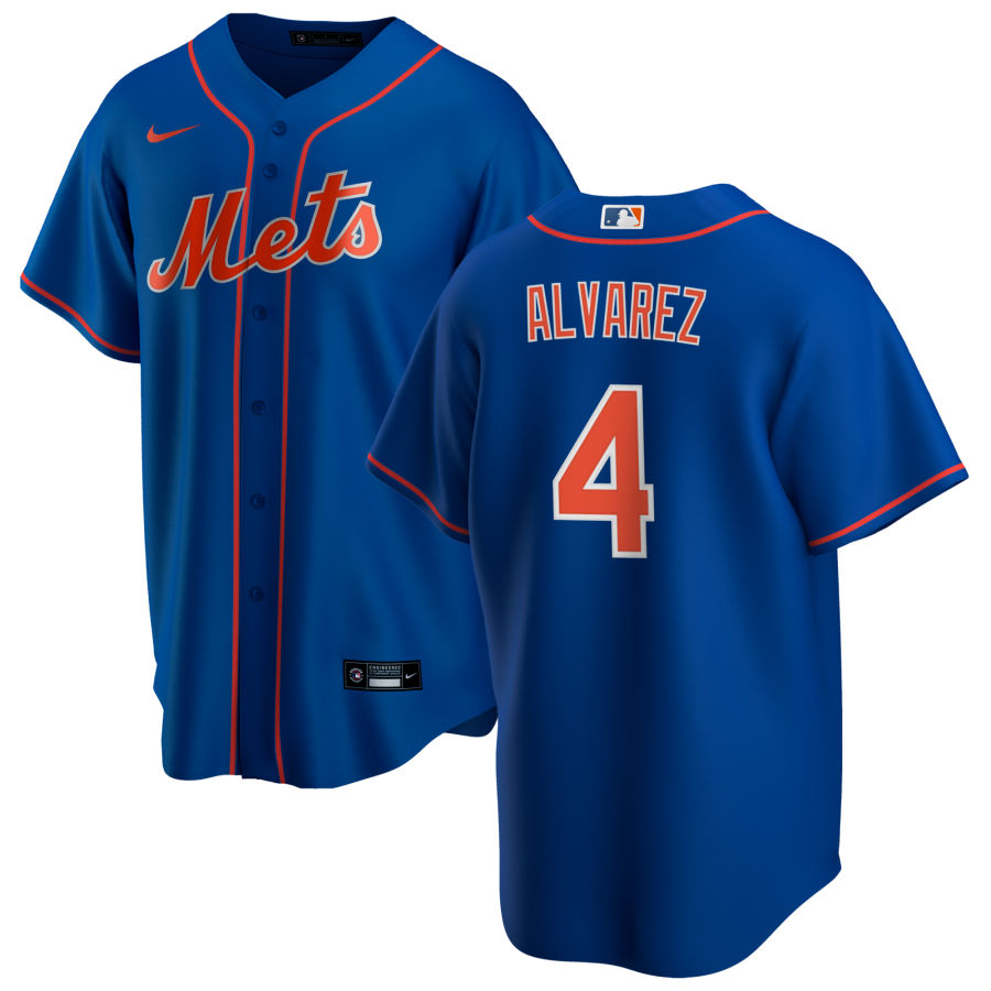 Mens New York Mets #4 Francisco Alvarez  Nike Royal Orange Alternate FlexBase Player Jersey