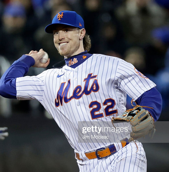 Mens New York Mets #22 Brett Baty Nike Home White Pinstripe FlexBase Player Jersey