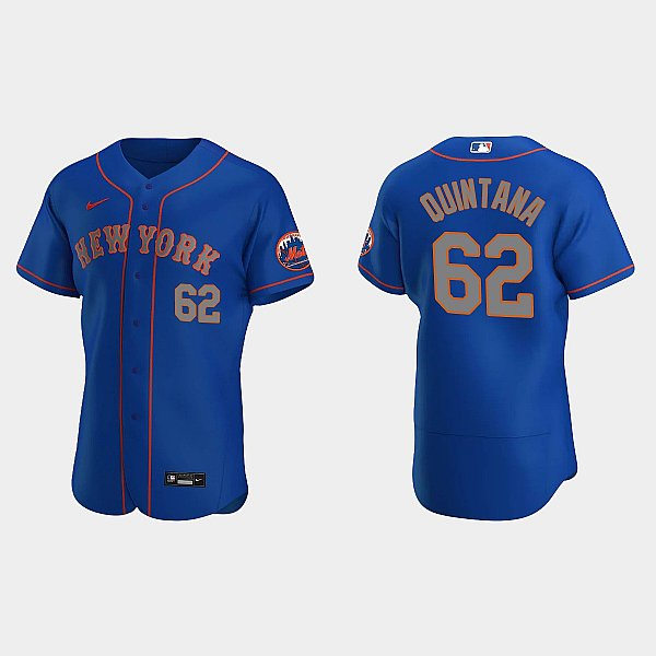 Mens New York Mets #62 Jose Quintana Royal Grey Alternate FlexBase Player Jersey
