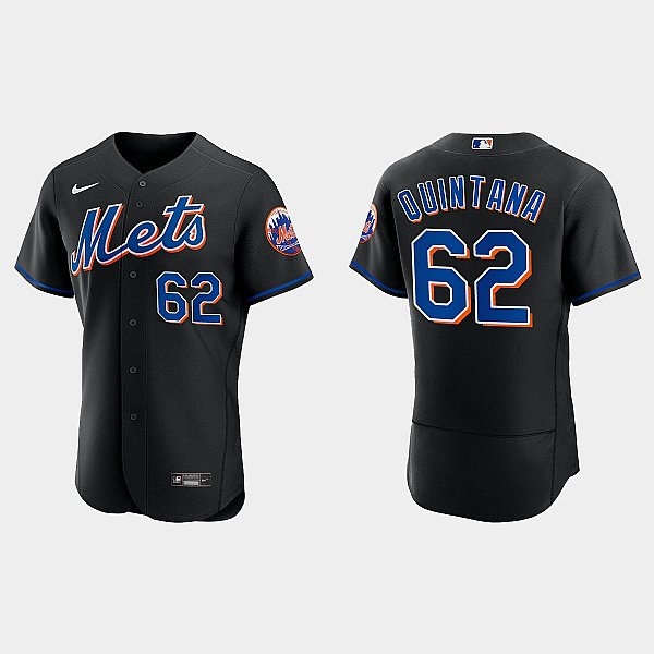 Mens New York Mets #62 Jose Quintana Nike 2022 Black Alternate Player Jersey