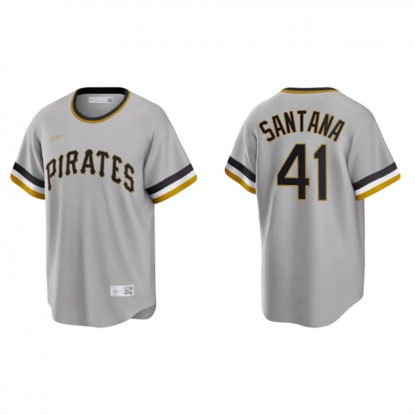 Mens Pittsburgh Pirates #41 Carlos Santana Nike Gray Pullover Cooperstown Collection Jersey