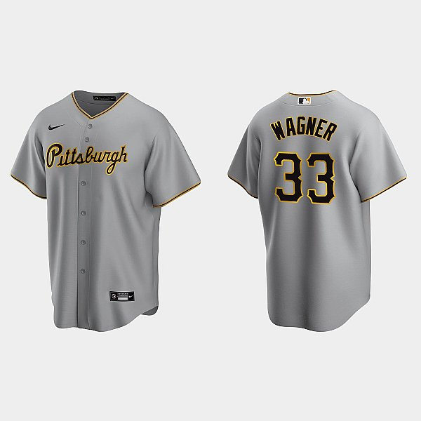 Mens Pittsburgh Pirates Retired Player #33 Honus Wagner Nike Gray Road CoolBase Jersey