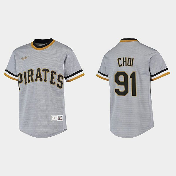 Mens Pittsburgh Pirates #91 Ji-Man Choi  Nike Gray Pullover Cooperstown Collection Jersey