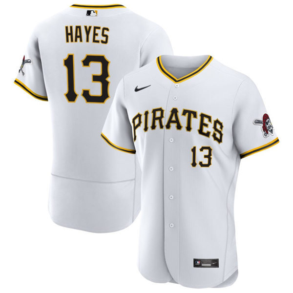 Mens Pittsburgh Pirates #13 Ke'Bryan Hayes Nike White Home FlexBase Player Jersey