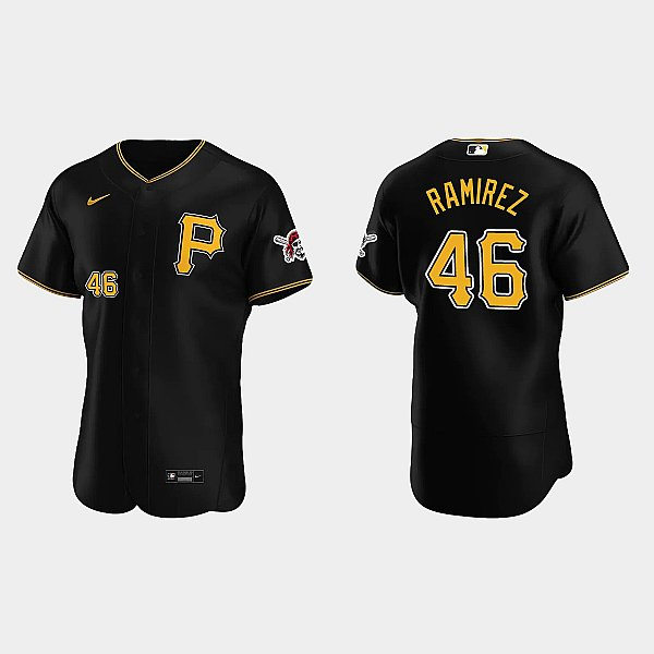 Mens Pittsburgh Pirates #46 Yohan Ramirez Nike Black Alternate Team Logo P FlexBase Player Jersey