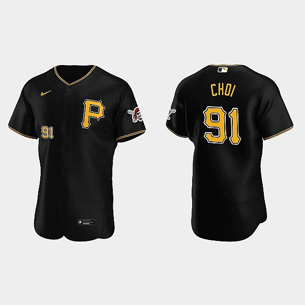 Mens Pittsburgh Pirates #91 Ji-Man Choi Nike Black Alternate Team Logo P FlexBase Player Jersey