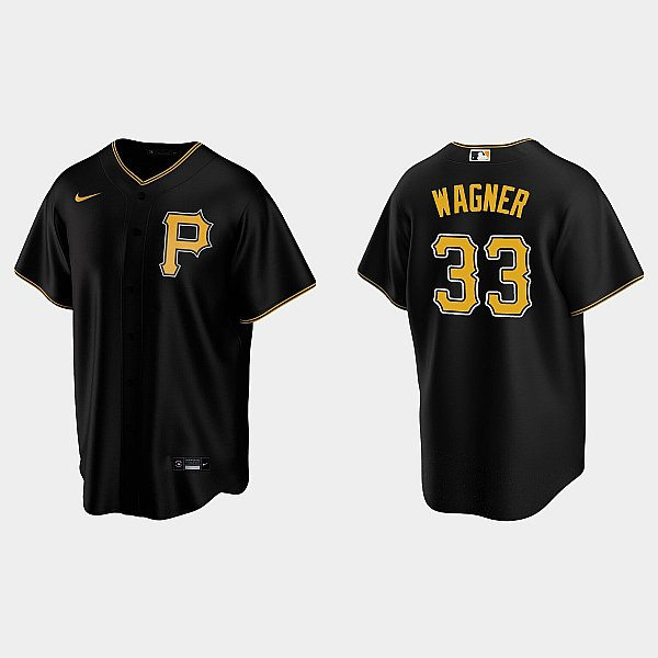 Mens Pittsburgh Pirates Retired Player #33 Honus Wagner Nike Black Alternate Team Logo P FlexBase Player Jersey