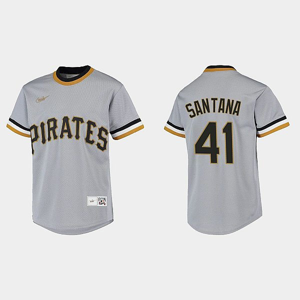 Youth Pittsburgh Pirates #41 Carlos Santana Nike Gray Pullover Cooperstown Collection Jersey