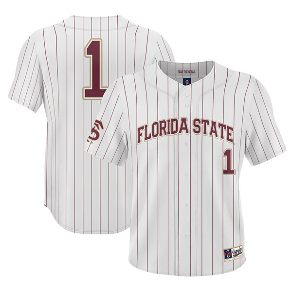 Mens Youth Florida State Seminoles Custom Nike 2023 White Pinstripe Baseball Limited Jersey