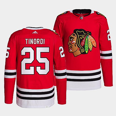 Men's Chicago Blackhawks #25 Jarred Tinordi Adidas Stitched Home Red Jersey