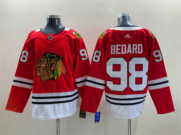 Mens Chicago Blackhawks #98 Connor Bedard Adidas Stitched Home Red Jersey
