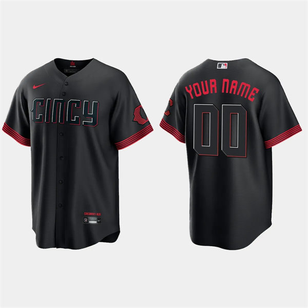 Men's Youth Cincinnati Reds Custom Nike Black 2023 City Connect Jersey