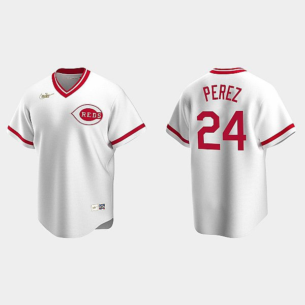 Men's Cincinnati Reds #24 Tony Perez Nike White Pullover Cooperstown Collection  Jersey