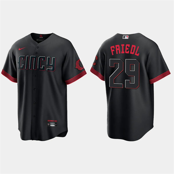 Men's Cincinnati Reds #29 TJ Friedl Nike Black 2023 City Connect Jersey