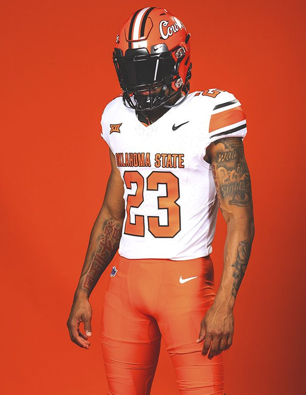 Men's Youth Oklahoma State Cowboys Custom Nike White Orange 2023 New Football Uniform Jersey