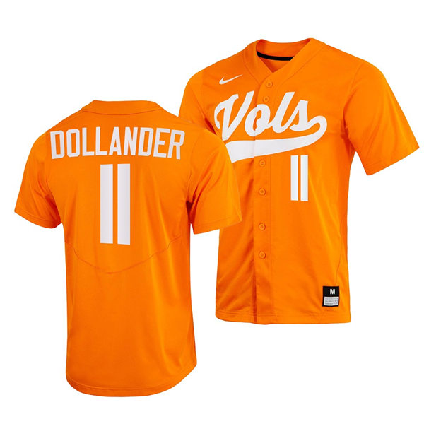 Mens Youth Tennessee Volunteers #11 Chase Dollander 2022 Diamond Nike Orange With Name College Baseball Limited Jersey