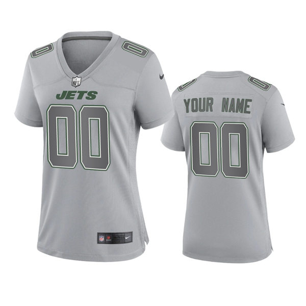 Womens New York Jets Custom Nike Gray Atmosphere Fashion Game Jersey