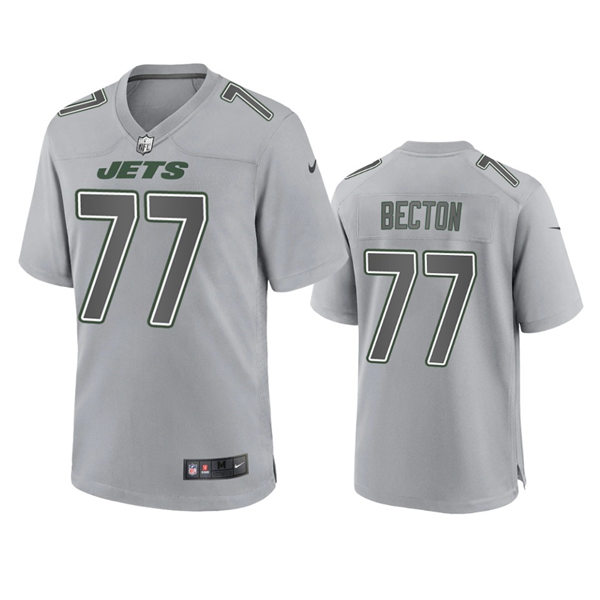 Men's New York Jets #77 Mekhi Becton Gray Atmosphere Fashion Game Jersey