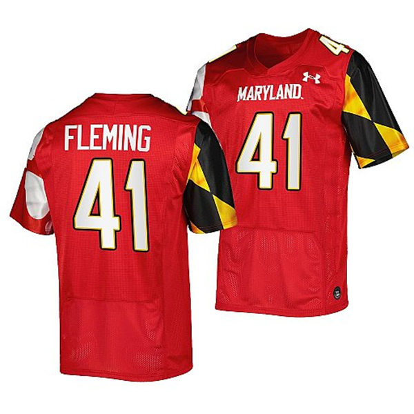 Mens Youth Maryland Terrapins #41 Rex Fleming Red 2022 College Football Game Jersey