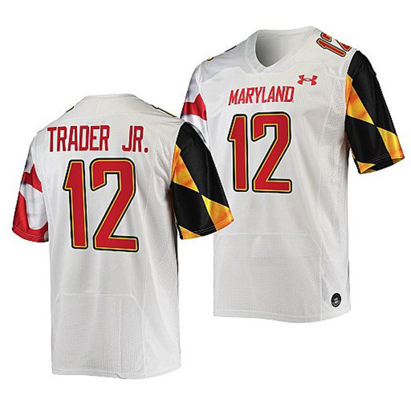 Mens Youth Maryland Terrapins #12 Dante Trader Jr. White 2022 College Football Game Jersey
