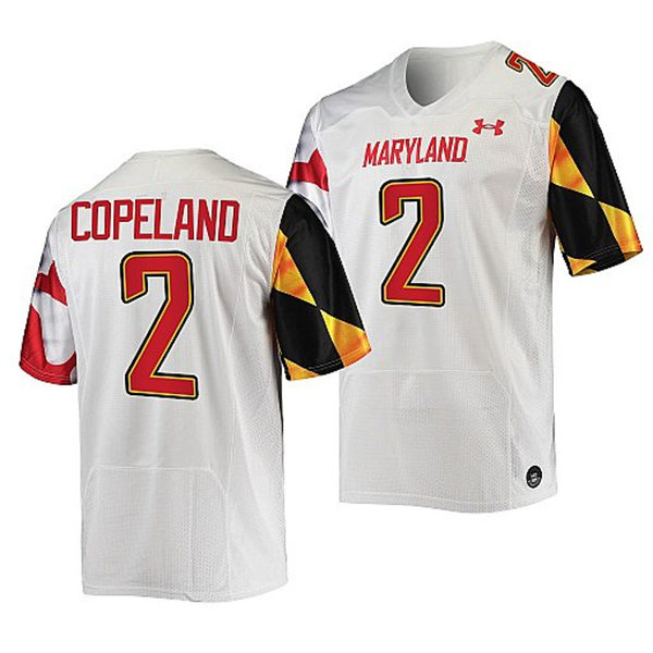 Mens Youth Maryland Terrapins #2 Jacob Copeland White 2022 College Football Game Jersey