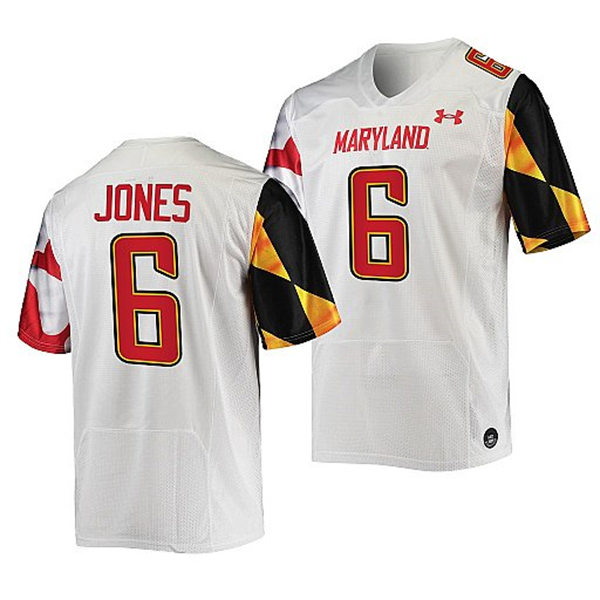Mens Youth Maryland Terrapins #6 Jeshaun Jones White 2022 College Football Game Jersey